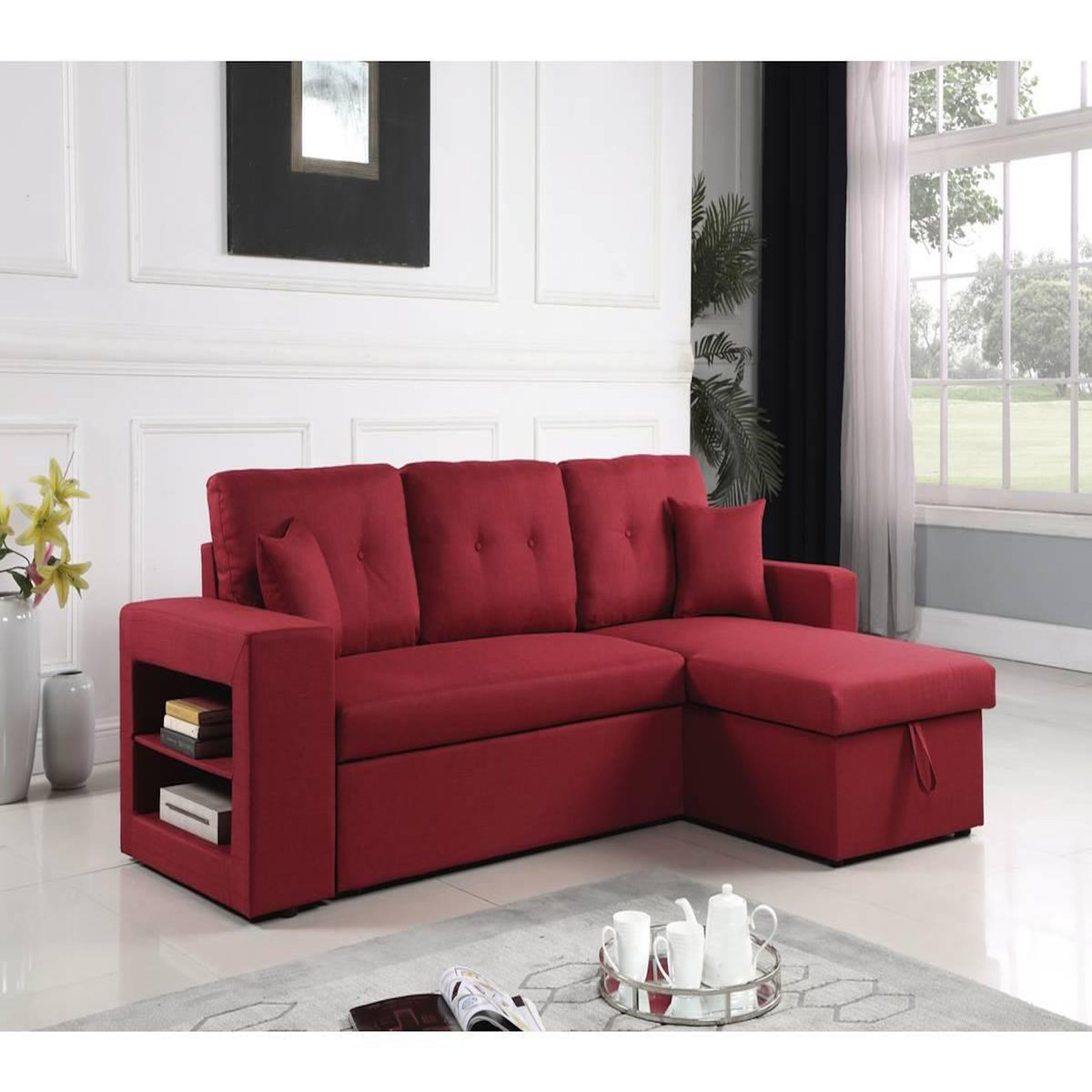 Habitat et Jardin Canapé d'angle convertible/réversible  Axel  - 3 places - Rouge