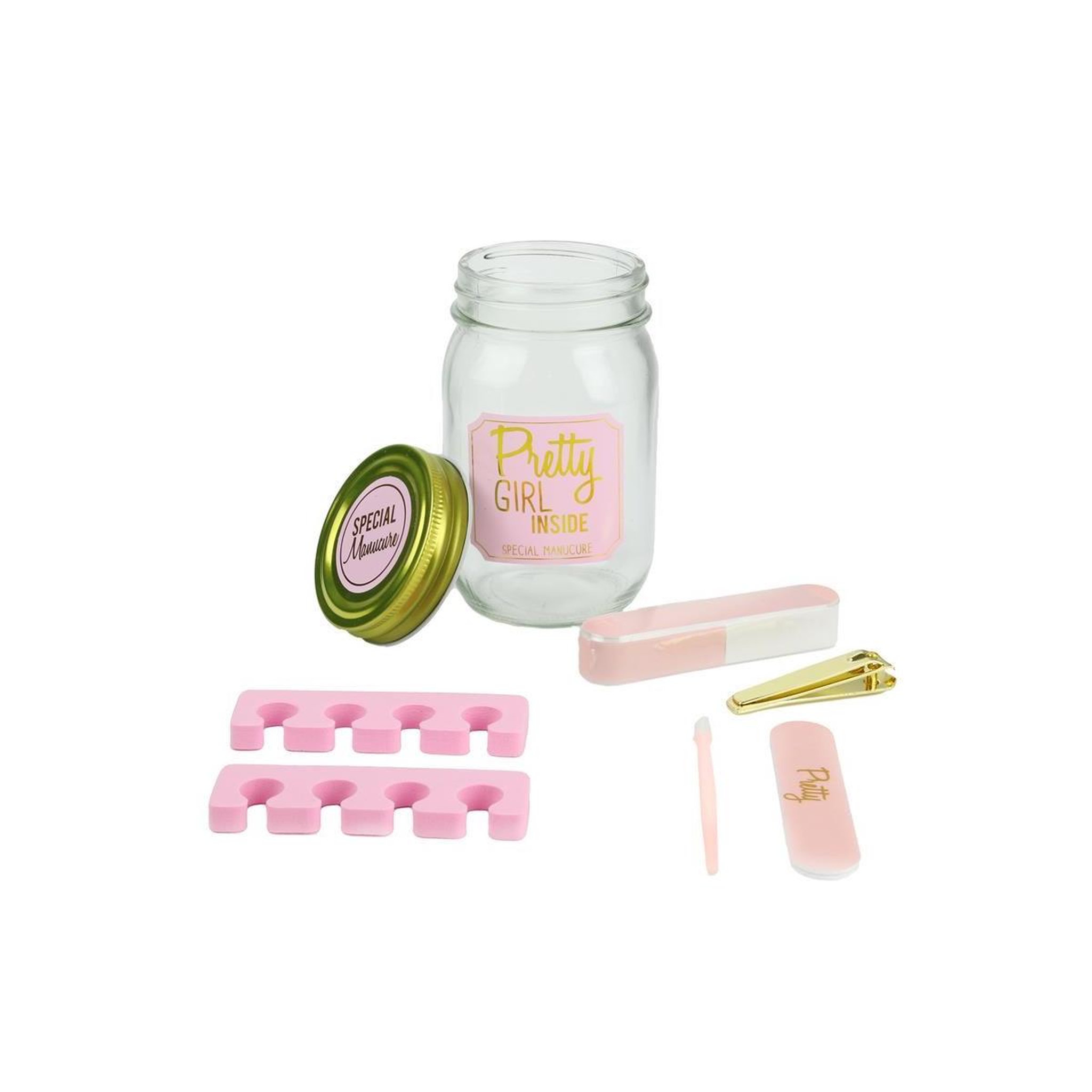Je cherche une idee Mason jar  beauté manucure  13cm rose