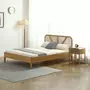 HOMIFAB Ensemble lit adulte 160x200 cm en bois avec tête de lit en cannage Leonie + Matelas Latex naturel Latex Luxury