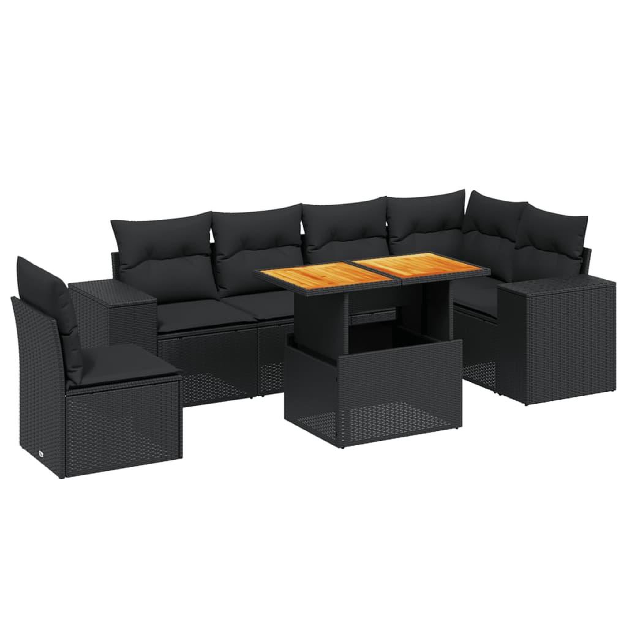 Voir la diapositive 2 : VIDAXL Salon de jardin 7 pcs avec coussins noir resine tressee