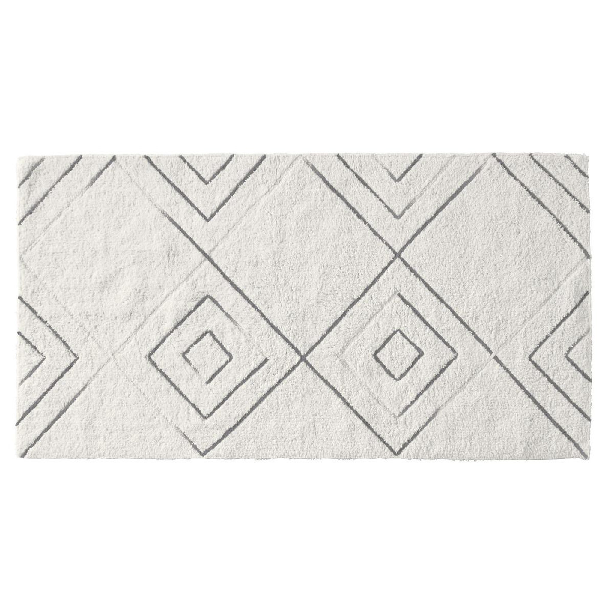 GUY LEVASSEUR Tapis de bain à losanges en coton tufté 60x120cm