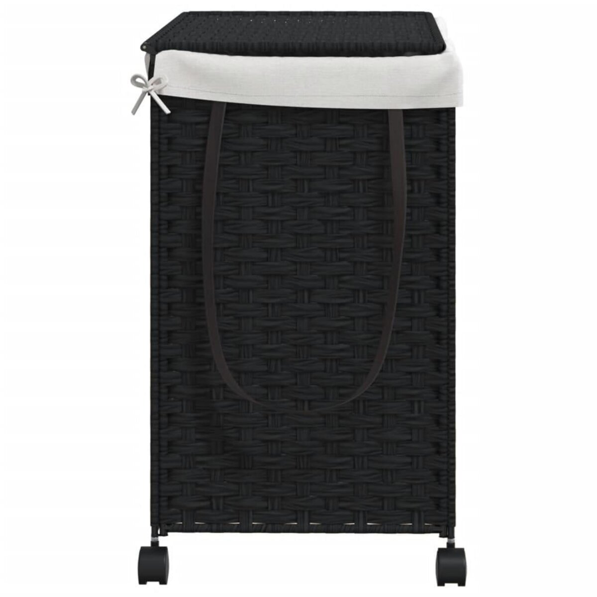 VIDAXL Panier a linge avec roulettes noir 60x35x60,5 cm resine tressee