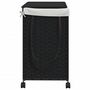 Voir la diapositive 5 : VIDAXL Panier a linge avec roulettes noir 60x35x60,5 cm resine tressee