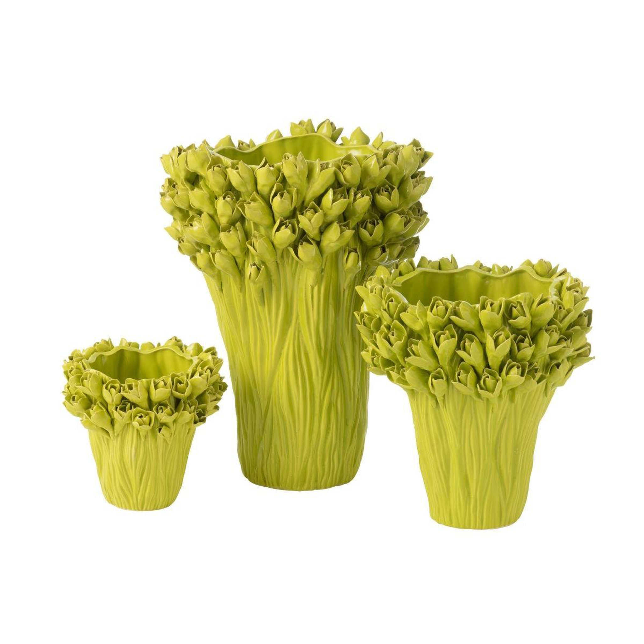 Voir la diapositive 2 : J-LINE Vase déco en grès  ambrosia  19cm vert
