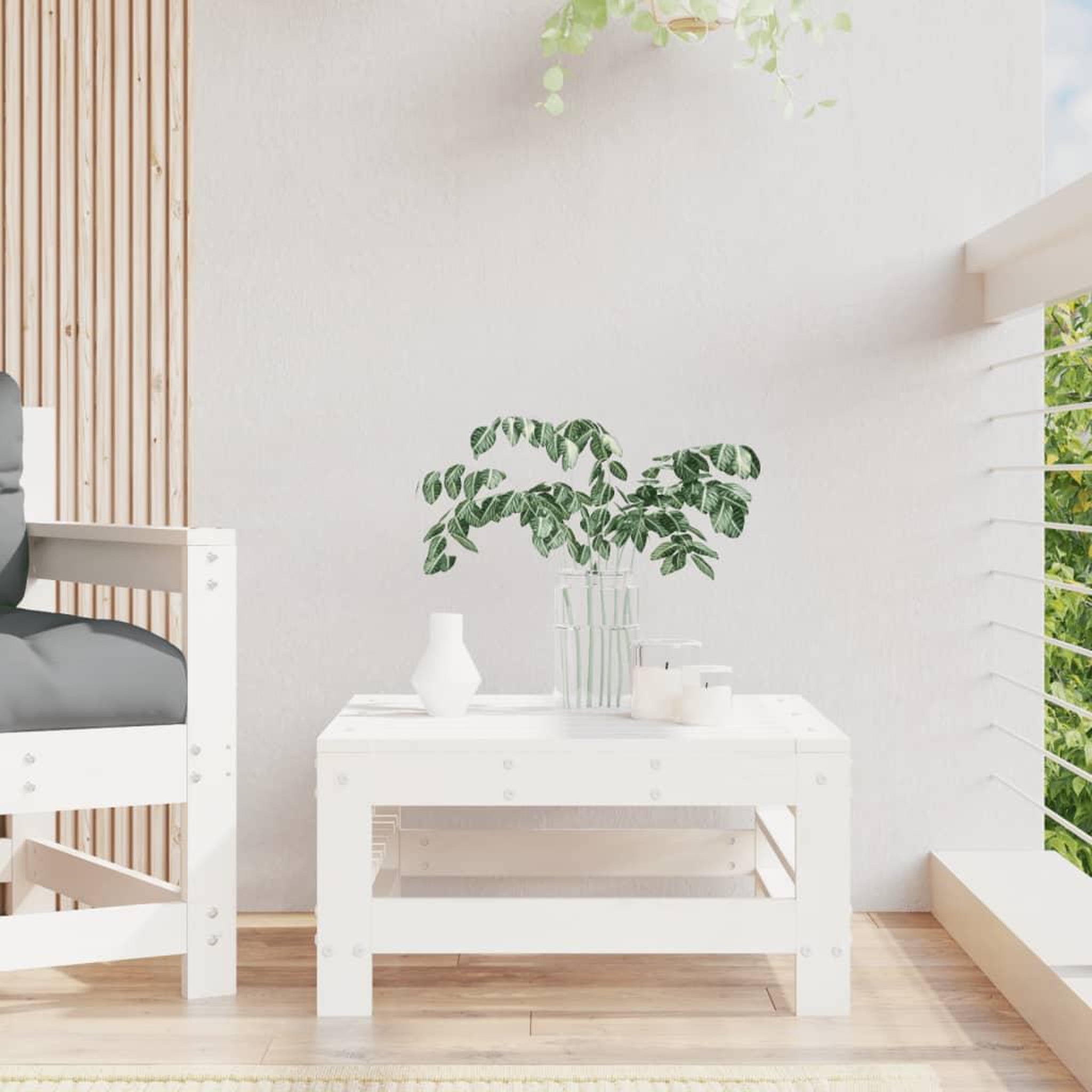 VIDAXL Repose-pied de jardin blanc bois de pin massif