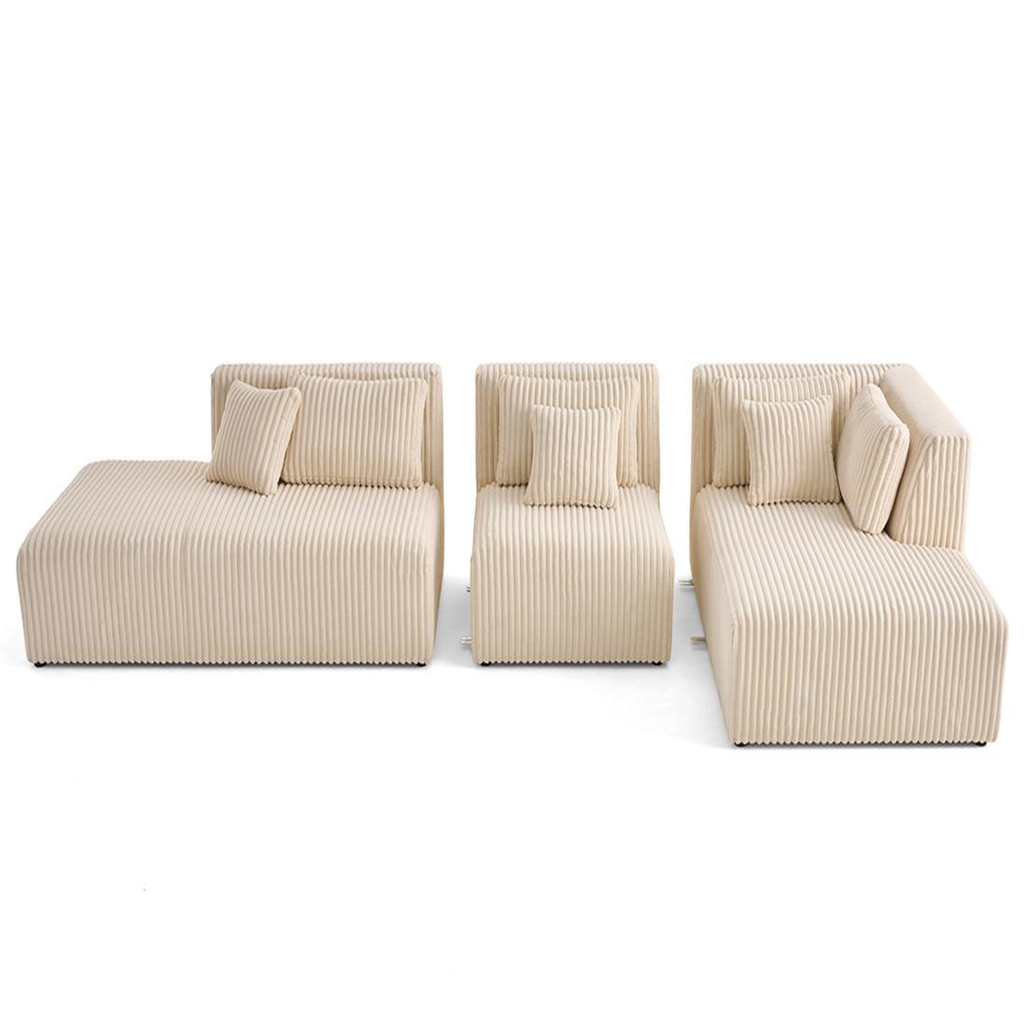 Voir la diapositive 5 : LISA DESIGN Victoire - canapé modulable d'angle droit 5 places en velours côtelé grosses côtes