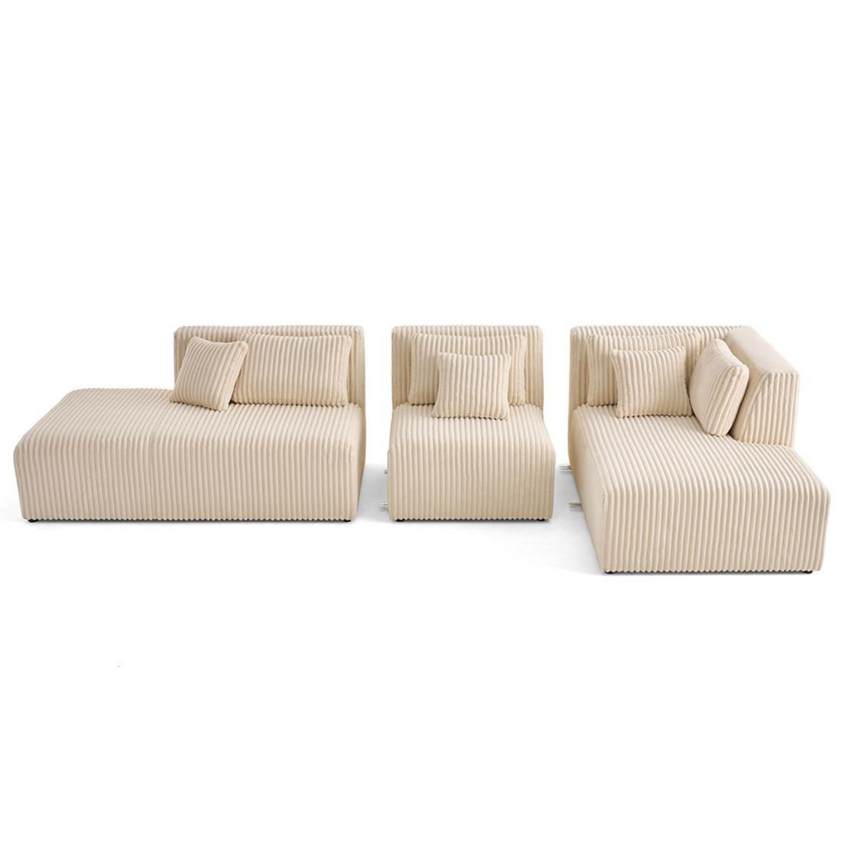 LISA DESIGN Victoire - canapé modulable d'angle droit 5 places en velours côtelé grosses côtes