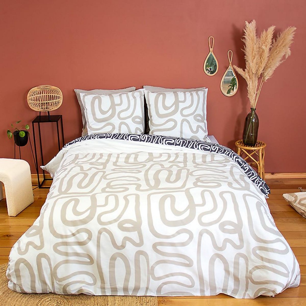 Home collection Parure de couette 2 pcs 100% coton 52 fils, sidnie