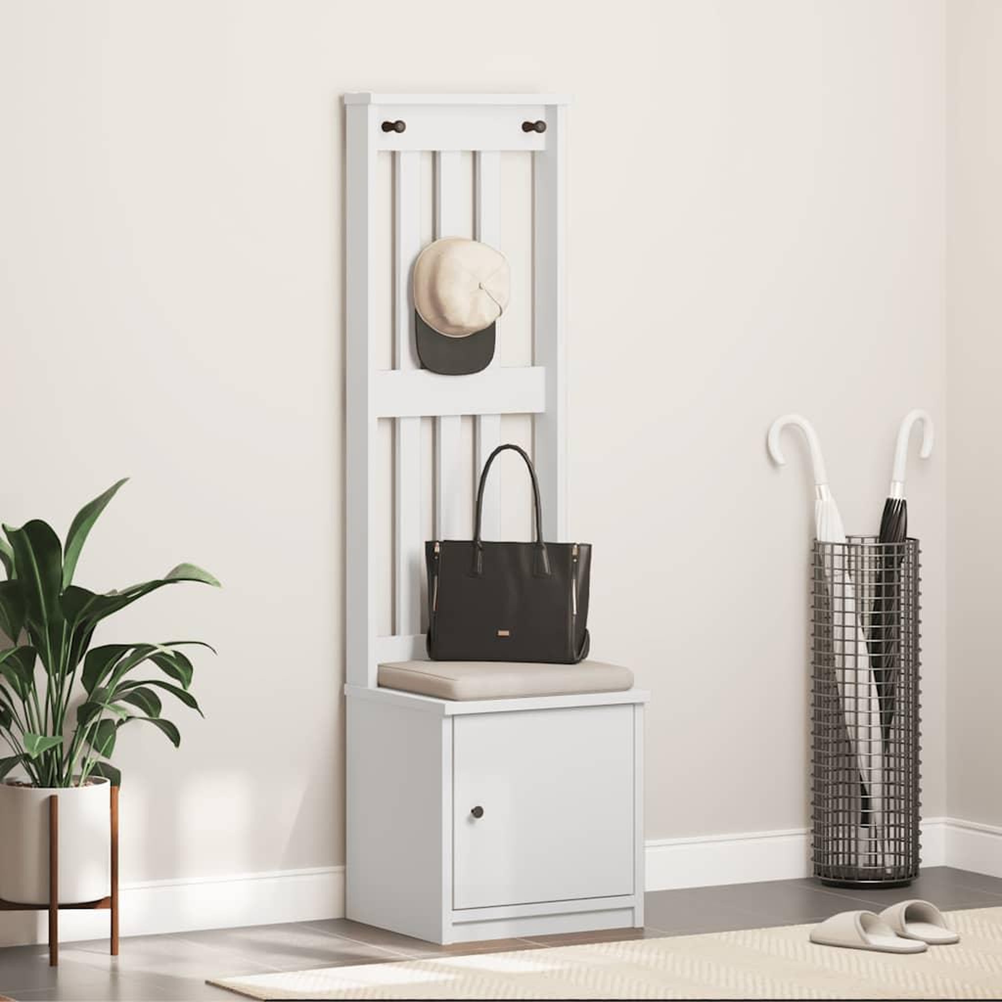 Voir la diapositive 3 : VIDAXL Portemanteau SANDENS blanc 45x40x159,5 cm bois massif pin