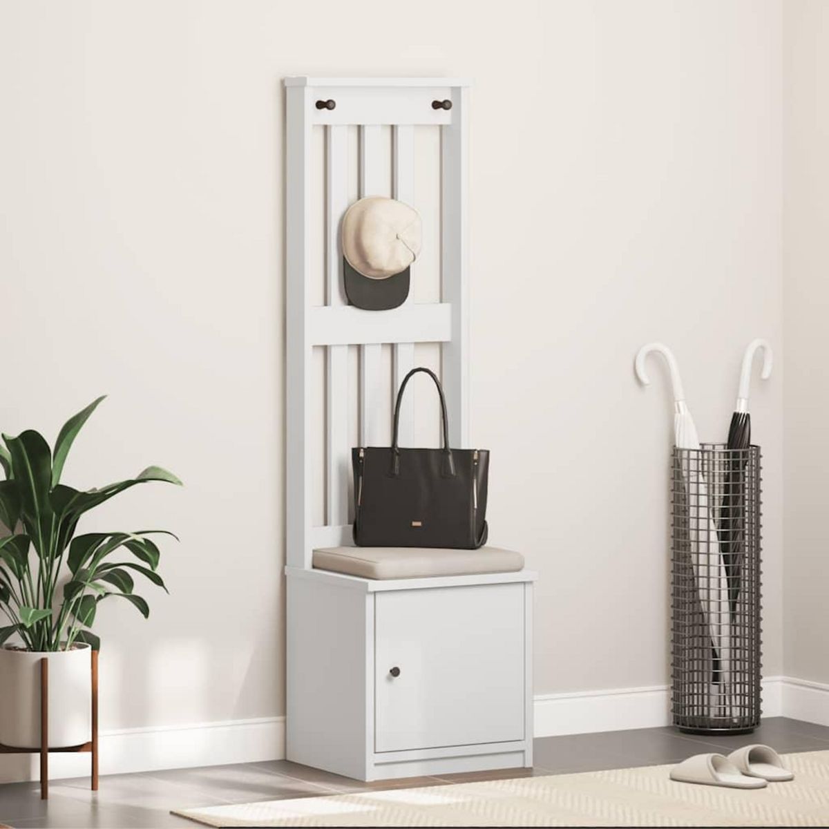 VIDAXL Portemanteau SANDENS blanc 45x40x159,5 cm bois massif pin