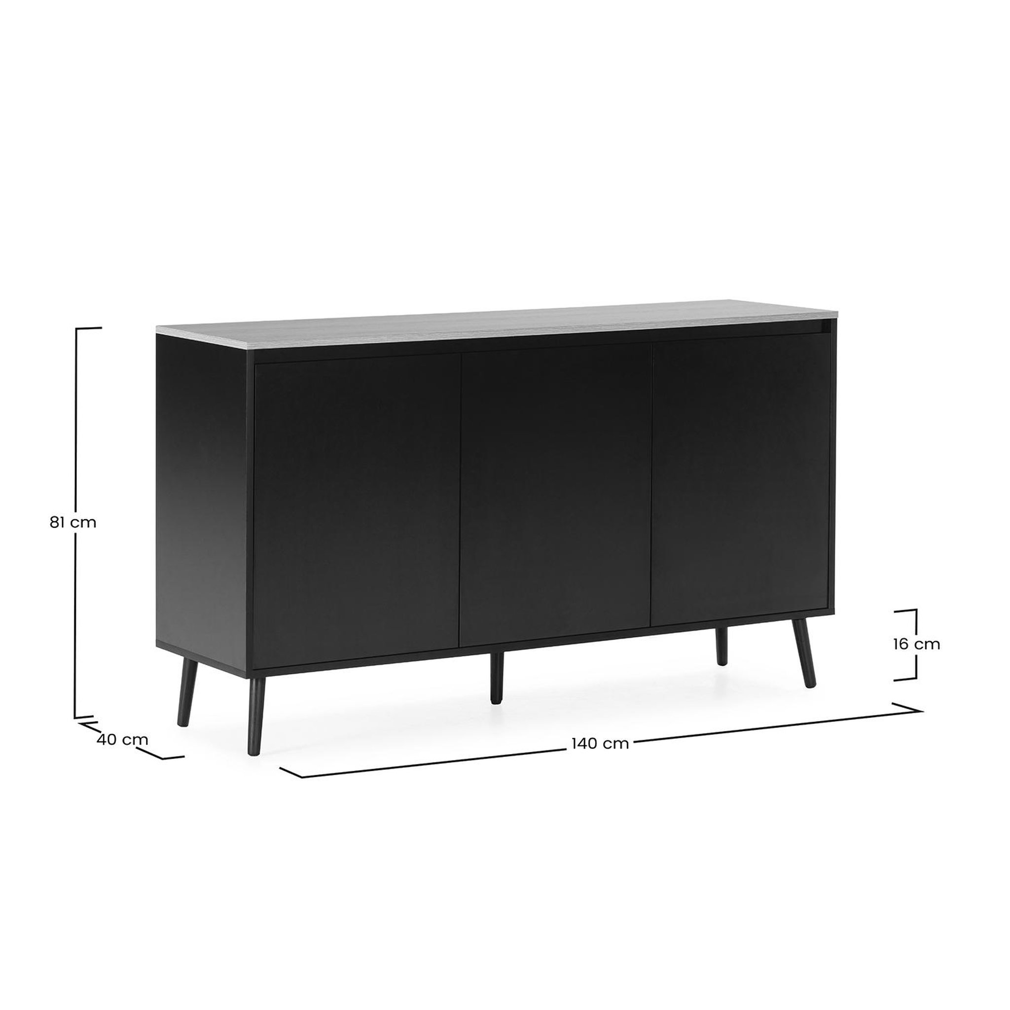 Voir la diapositive 6 : VS VENTA-STOCK Buffet Desi 3 portes couleur Noir