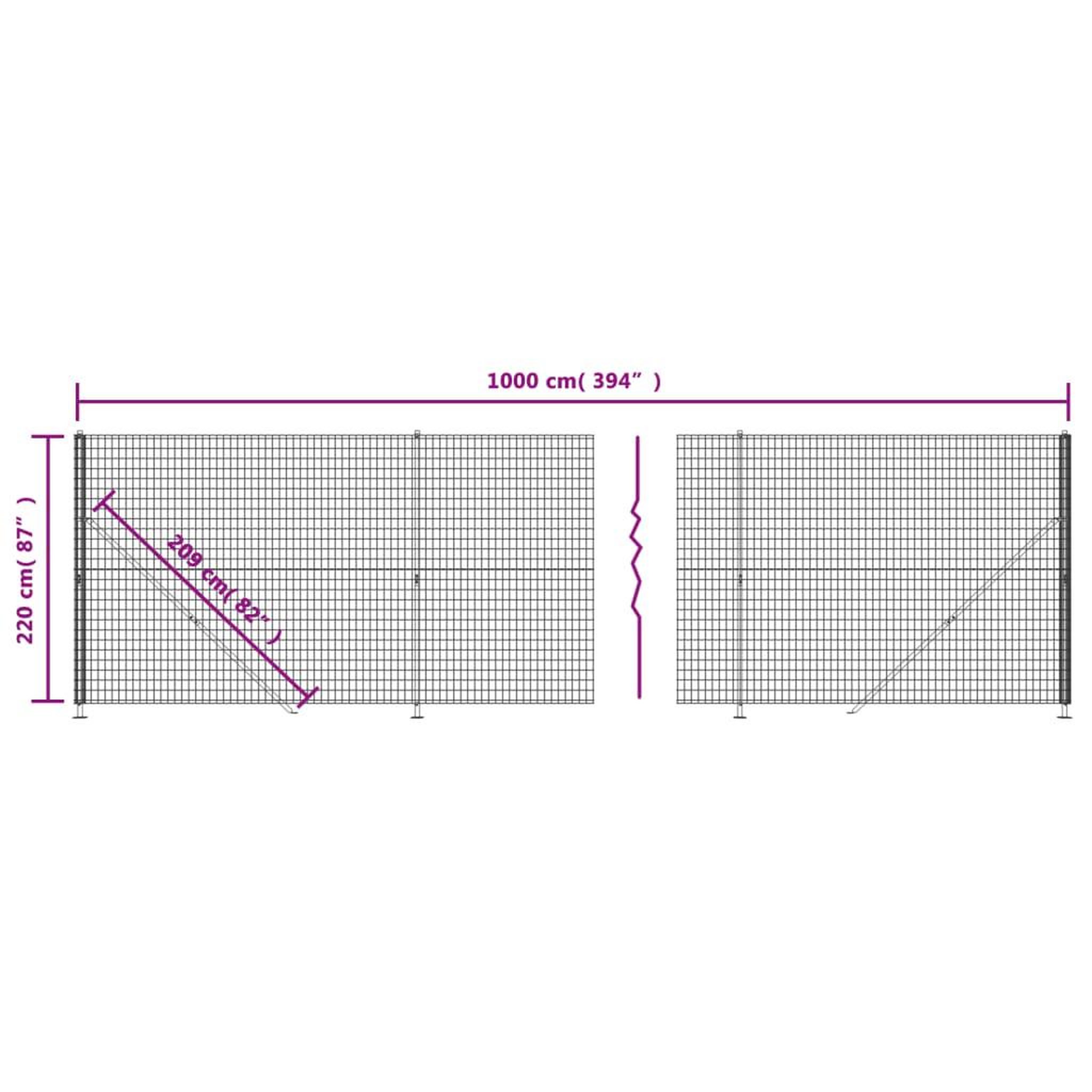Voir la diapositive 6 : VIDAXL Cloture en treillis metallique avec bride vert 2,2x10 m