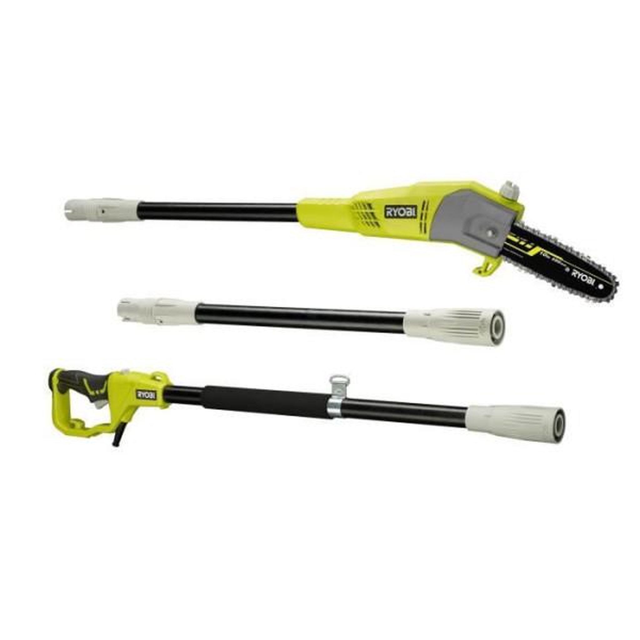 Voir la diapositive 2 : Ryobi RYOBI - Élagueur sur perche 750 W - guide 25 cm incliné a 15° - 10 m/s - tube d'extension 90 cm fourni - RPP755E