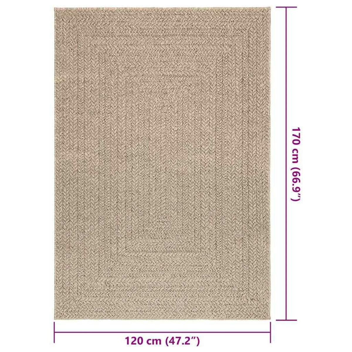 VIDAXL Tapis ZIZUR beige 120x170 cm aspect de jute interieur exterieur
