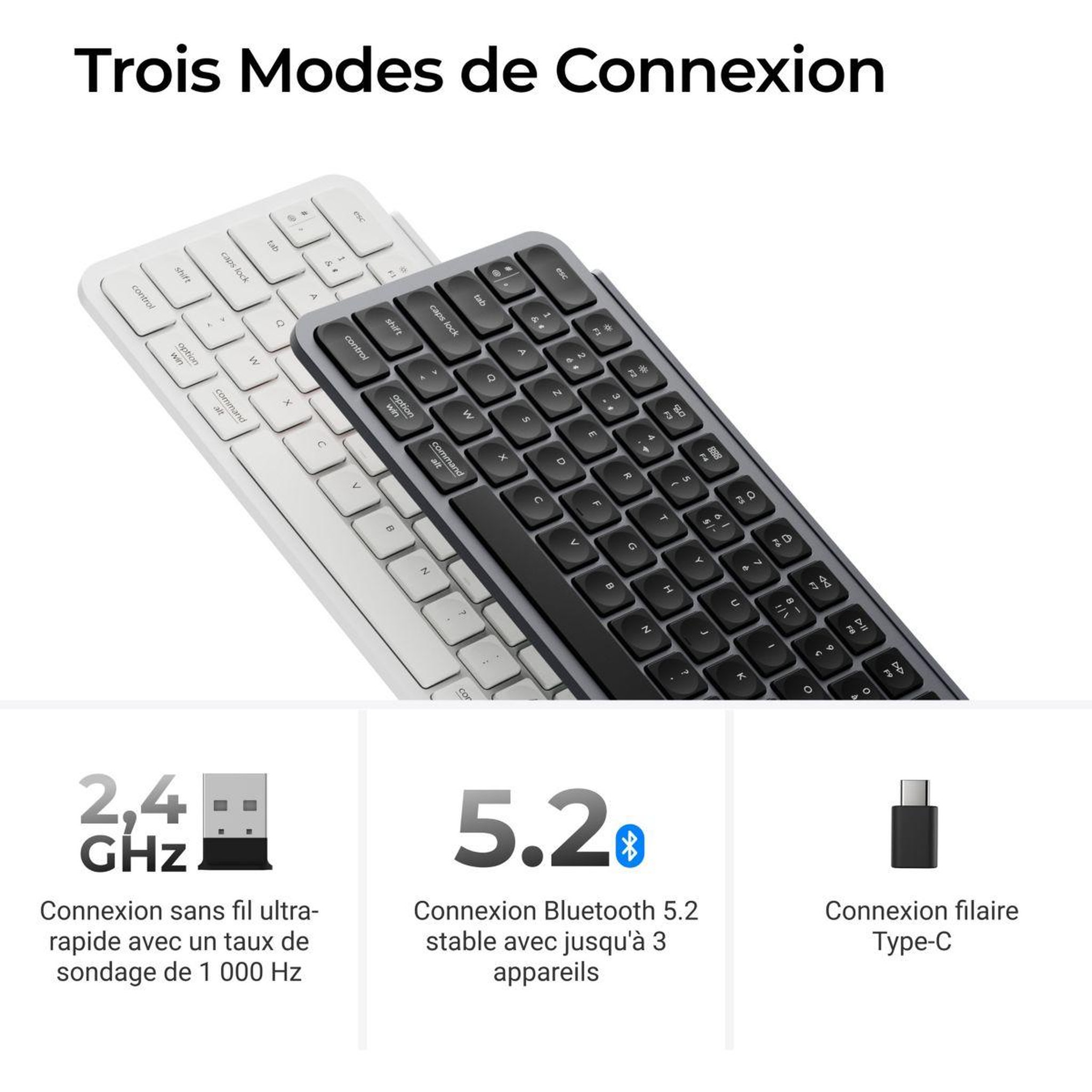 Voir la diapositive 4 : KEYCHRON Clavier gamer sans fil B1 Pro Ultra-Slim Wireless