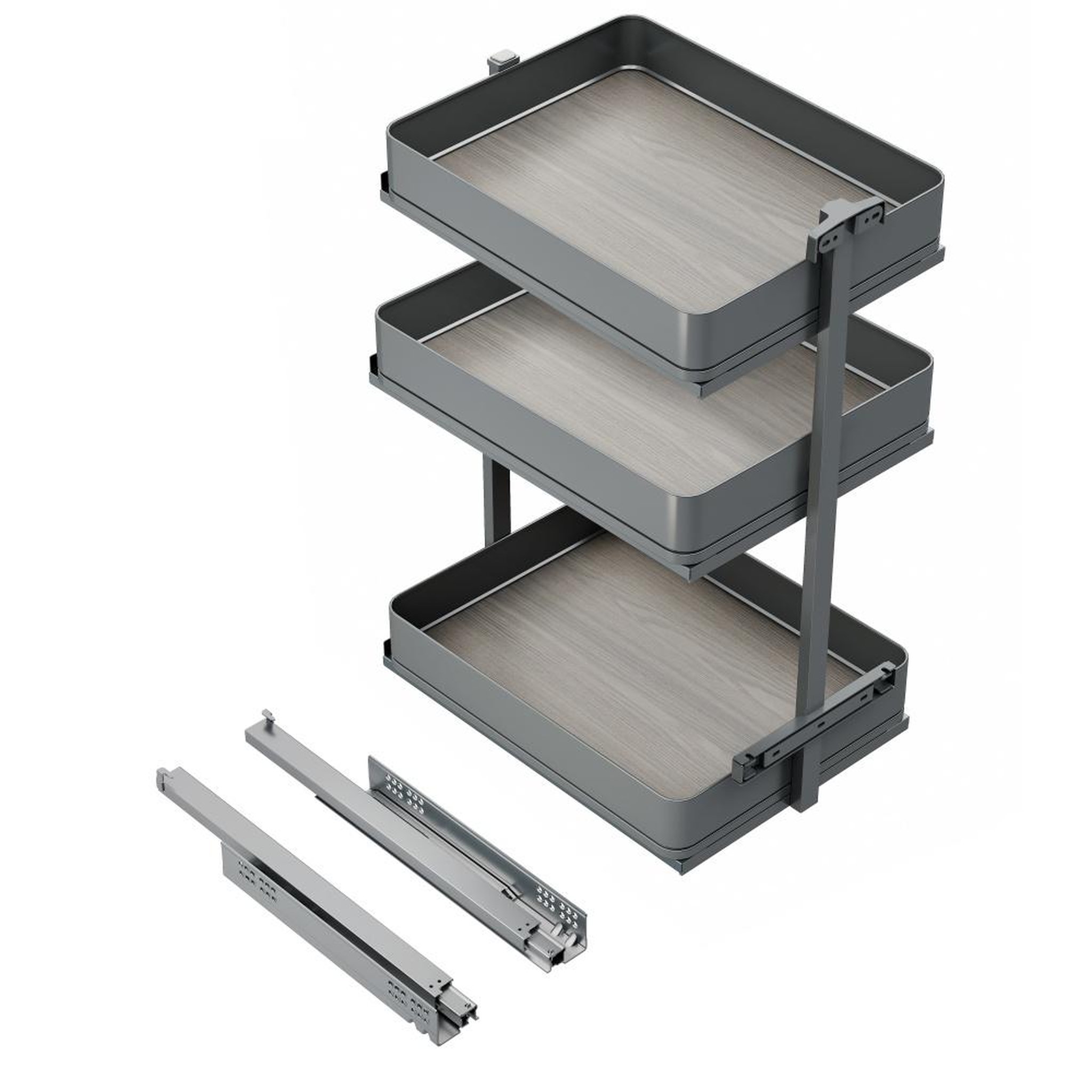 EMUCA SRL Chariot extractible Harmony avec fermeture à amortie -  Module largeur 400mm hauteur 800mm -  Acier et Bois -  Gris anthracite