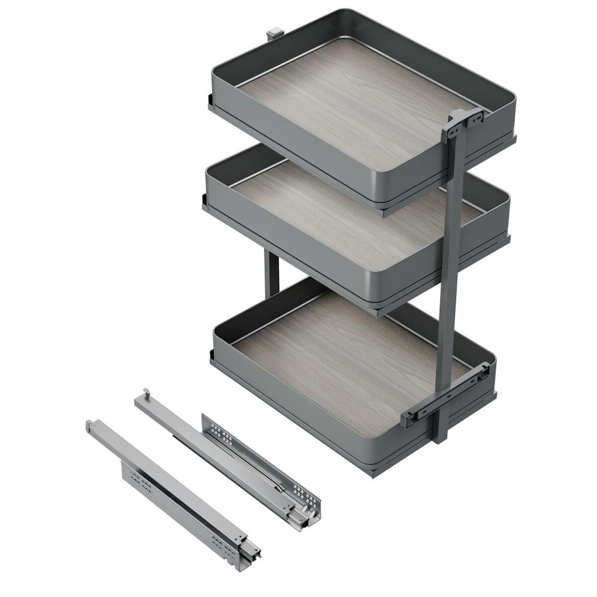 EMUCA SRL Chariot extractible Harmony avec fermeture à amortie -  Module largeur 400mm hauteur 800mm -  Acier et Bois -  Gris anthracite