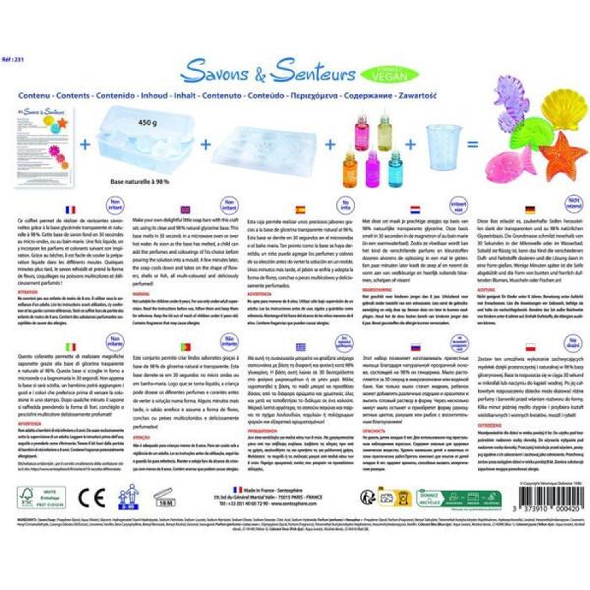 Voir la diapositive 2 : Sentosphere Kit cosmétique - sentosphere - savons et senteurs - mouler des savons - base glycérine - parfums et colorants - des 8 ans