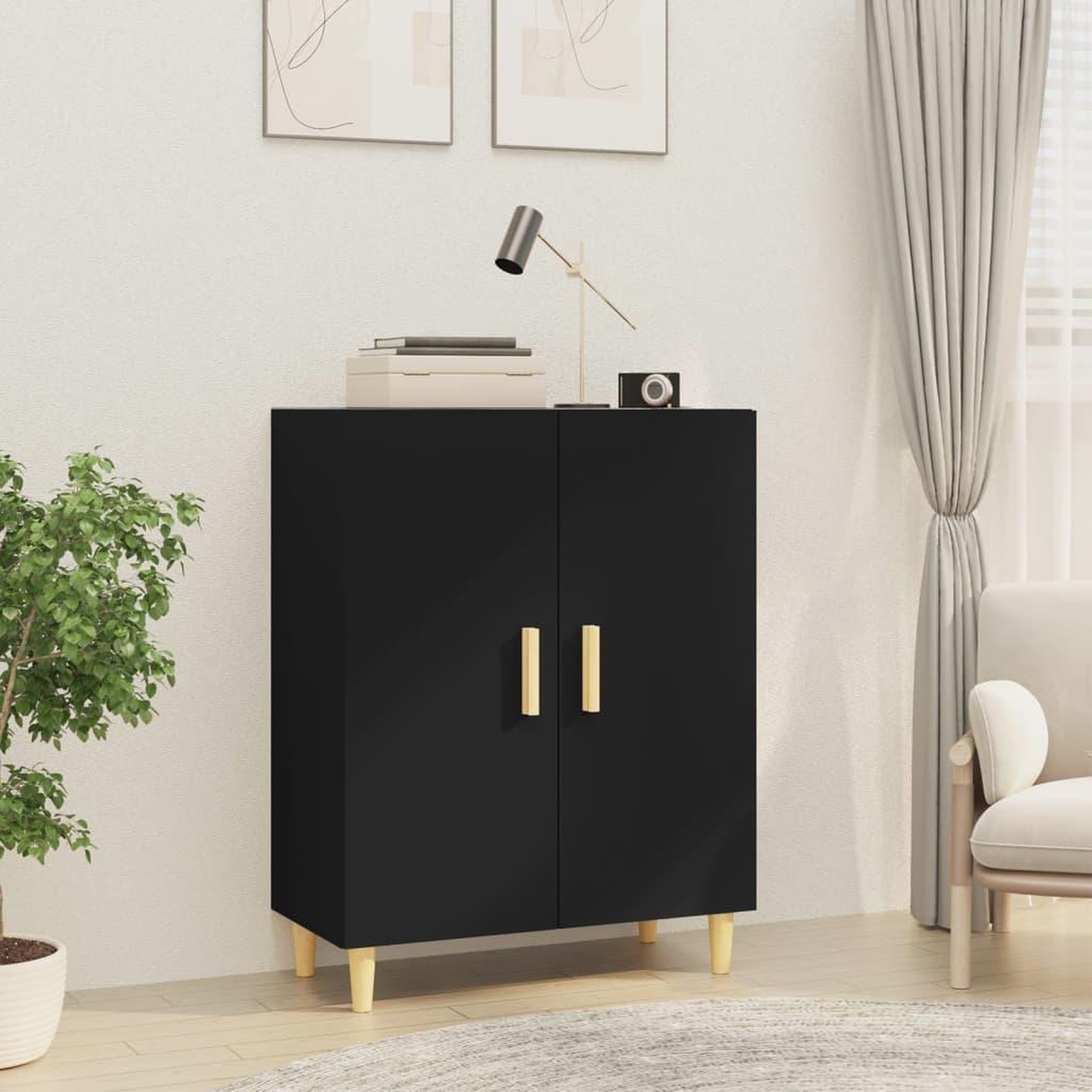 Voir la diapositive 1 : VIDAXL Buffet Noir 70x34x90 cm Bois d'ingenierie