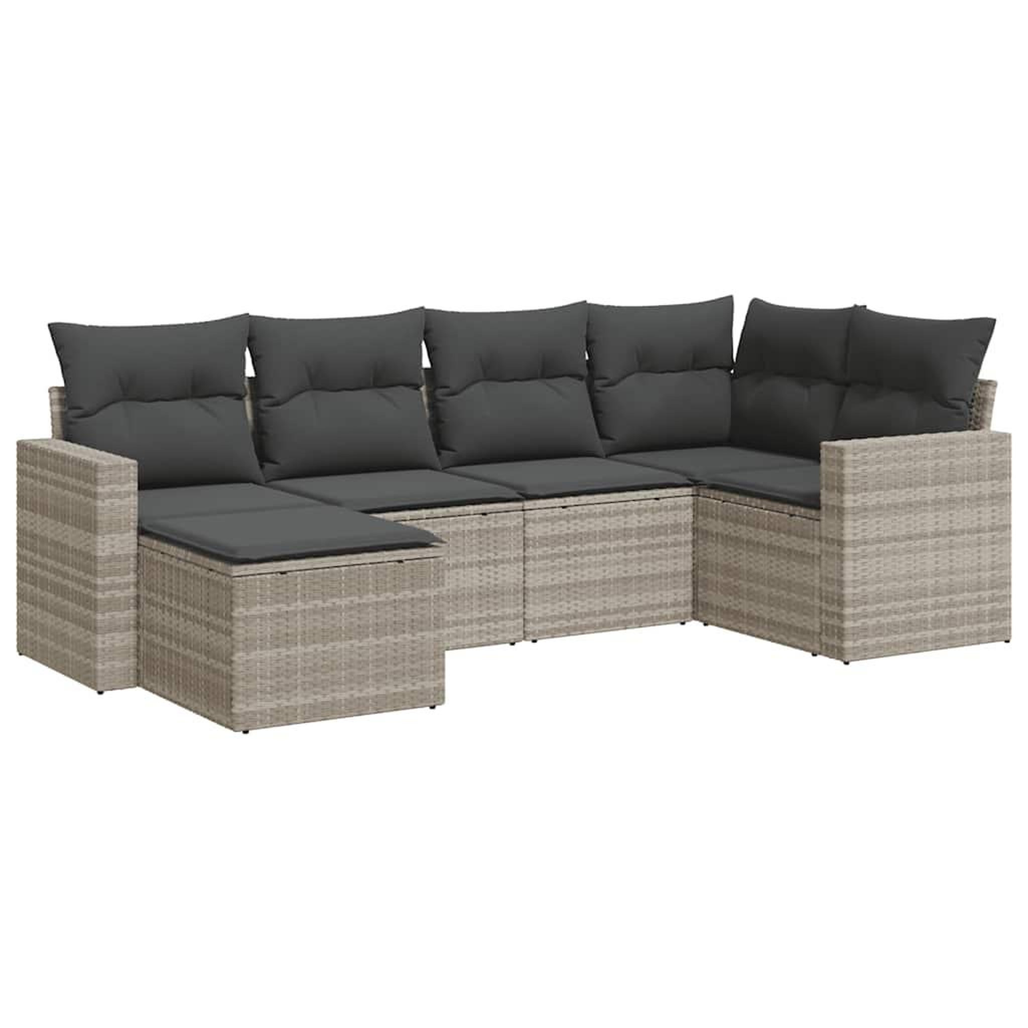 Voir la diapositive 2 : VIDAXL Salon de jardin 6 pcs avec coussins gris clair resine tressee