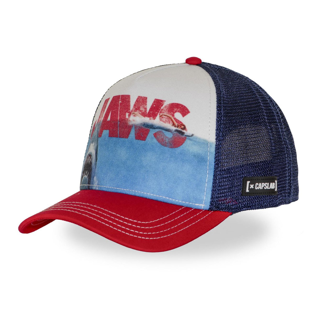 CAPSLAB Casquette trucker premium avec filet et patch Jaws