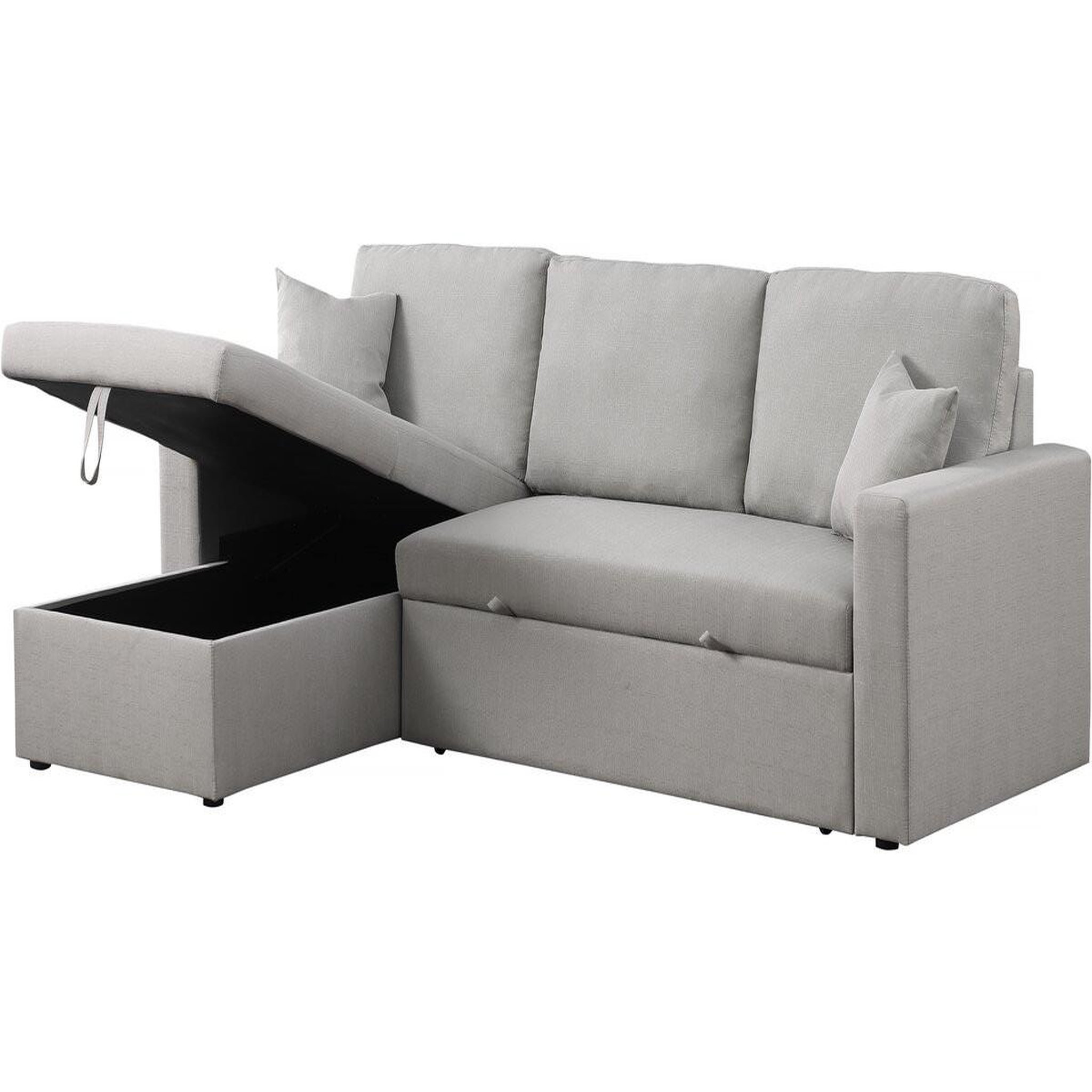 Voir la diapositive 4 : Habitat et Jardin Canapé d'angle convertible/ réversible avec coffre  alain  - 3 places - gris clair