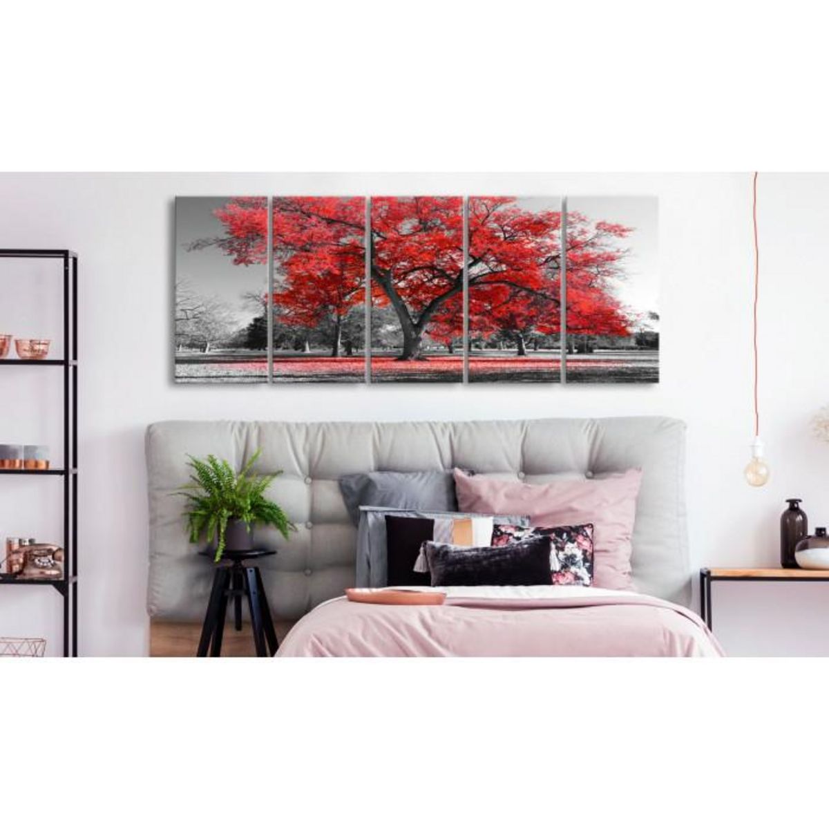 Paris Prix Tableau 5 Panneaux  Autumn in the Park Narrow Red