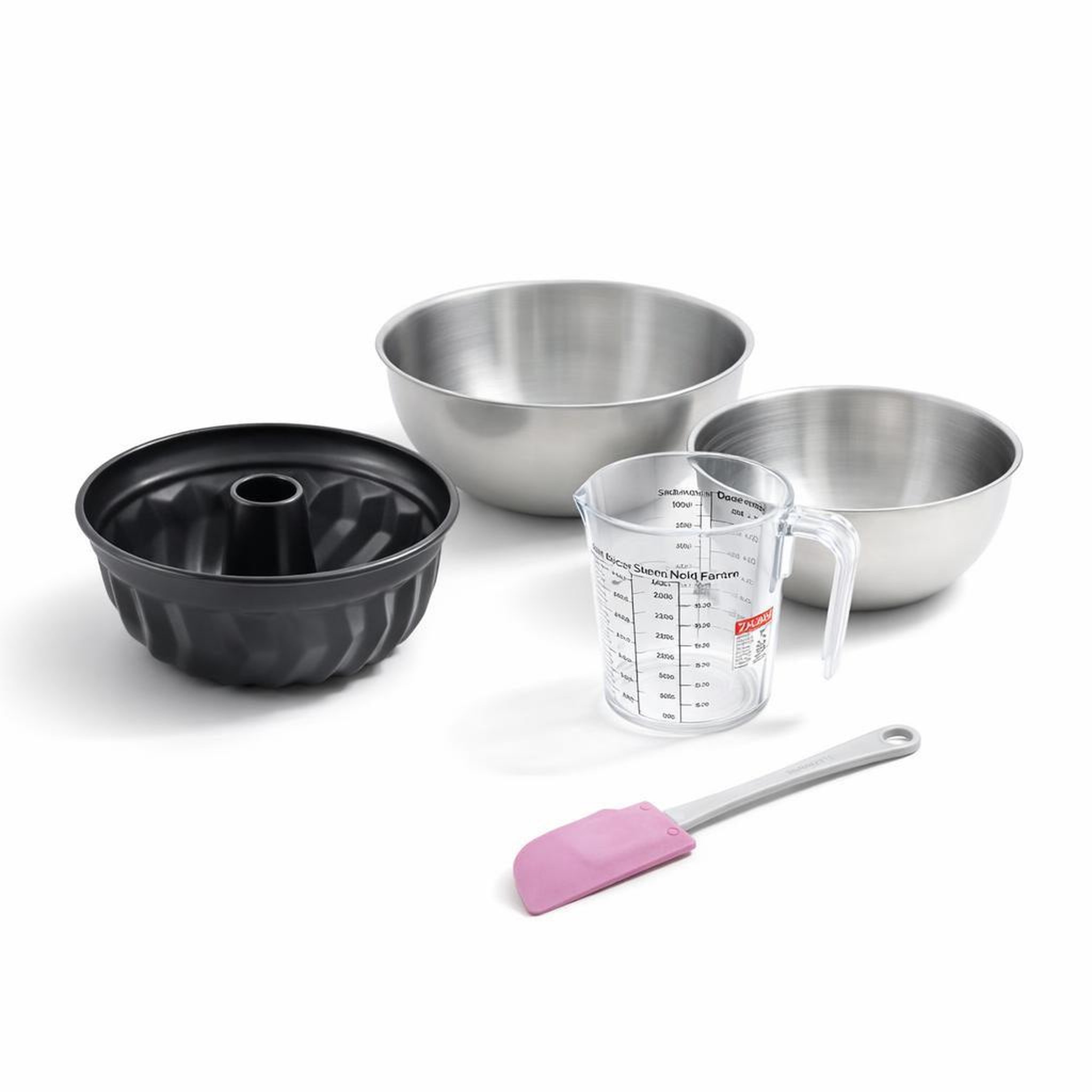 ZENKER Set de 5 ustensiles de pâtisserie moule à gâteaux 2 bols spatule pâtisserie et verre doseur black metallic black mettallic zenker  black mettallic