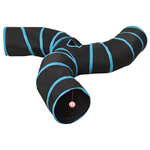 VIDAXL Tunnel pour chats a 3 voies Noir et bleu 25 cm Polyester