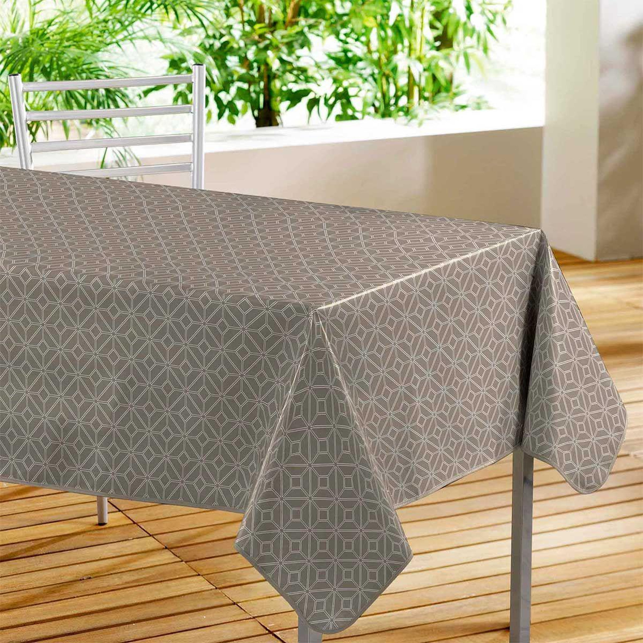 Douceur d'Intérieur Nappe Toile Cirée  Moderna  140x240cm Taupe