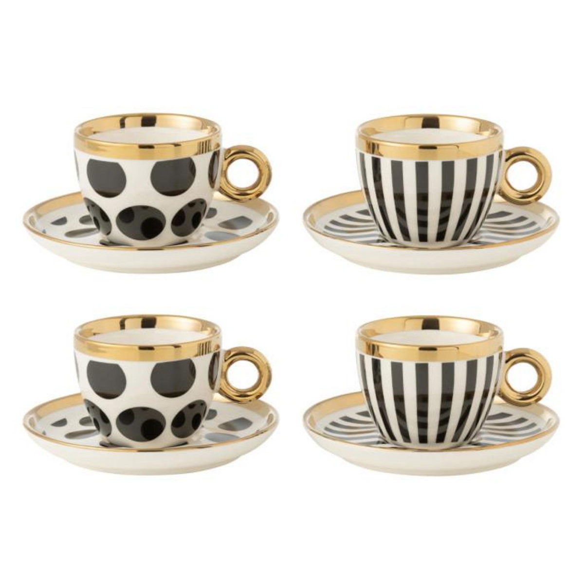 Paris Prix Lot de 4 Tasses & Sous-Tasses  Faye  18cl Multicolore