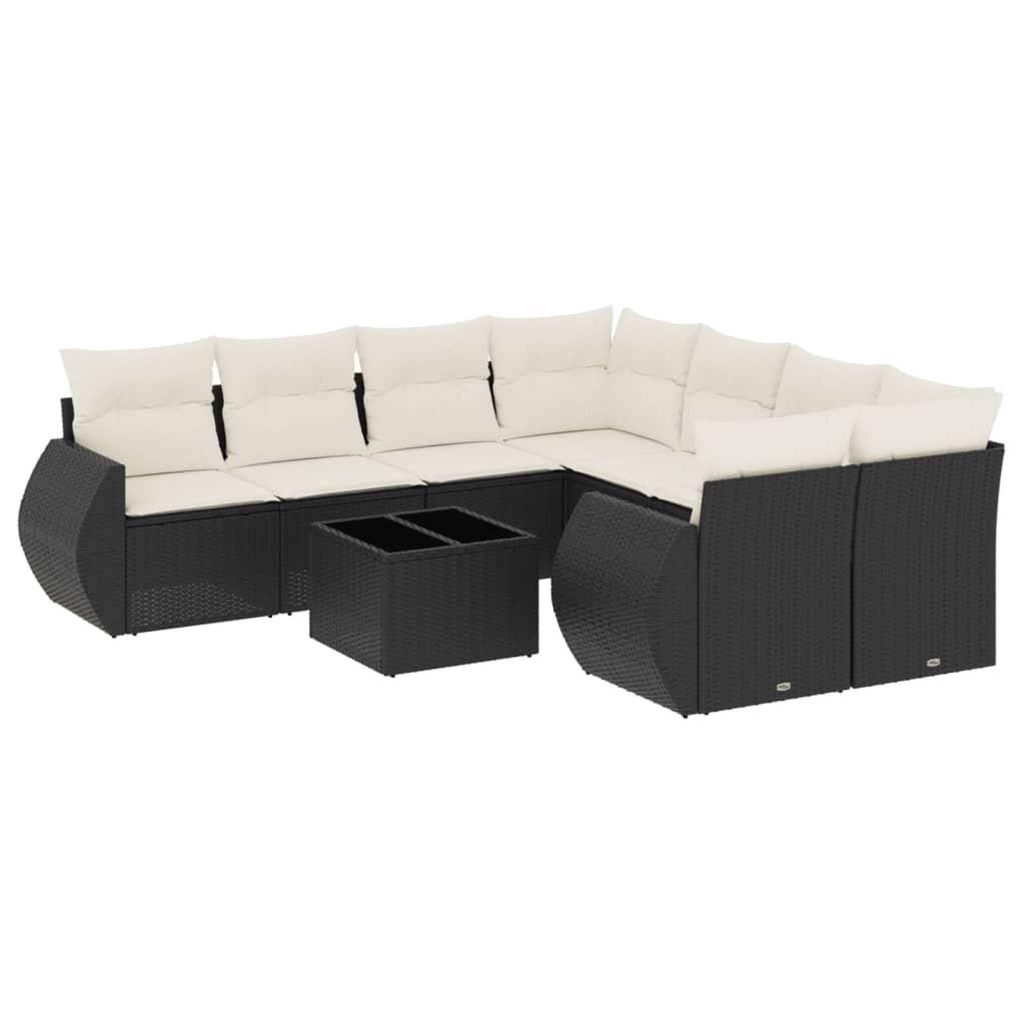 Voir la diapositive 2 : VIDAXL Salon de jardin 9 pcs avec coussins noir resine tressee