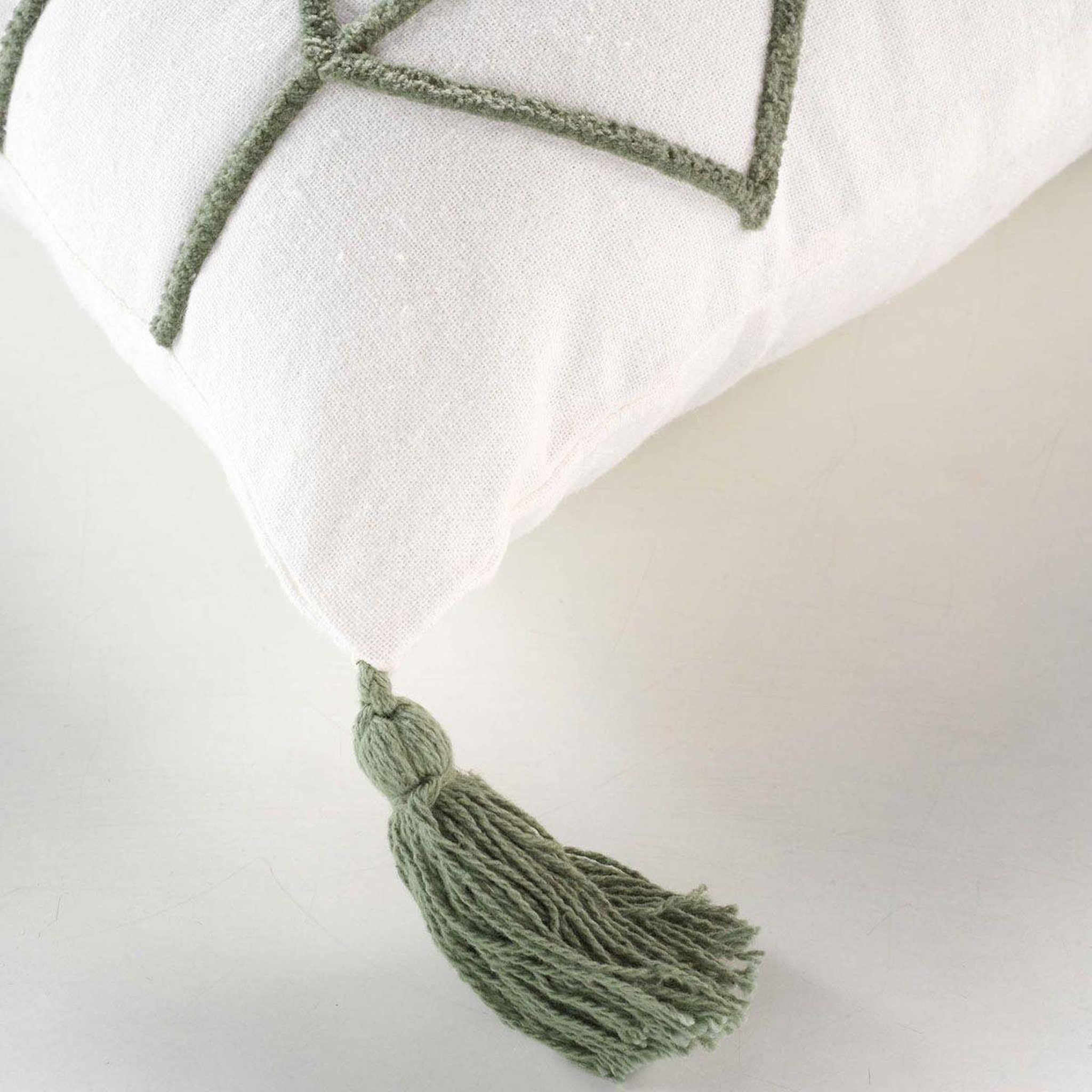 Voir la diapositive 3 : Douceur d'Intérieur Housse de coussin à pompons  soho  40x40cm naturel & vert