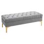 Voir la diapositive 1 : HOMCOM Banc banquette capitonnée style classique chic dim. 118L x 45l x 42H cm piètement métal doré velours gris clair