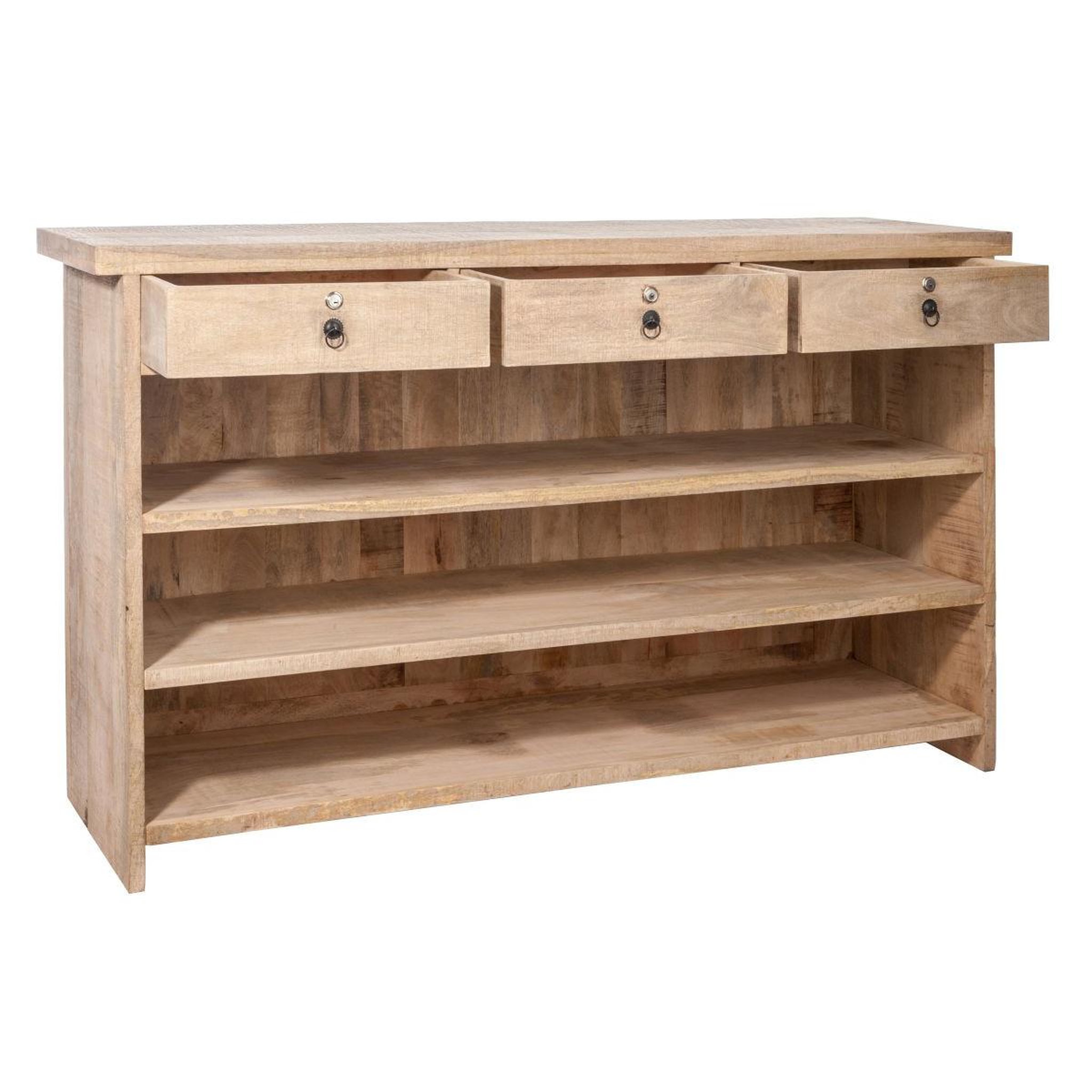 Voir la diapositive 5 : J-LINE Bar en Bois 3 Tiroirs  Theodore  180cm Naturel
