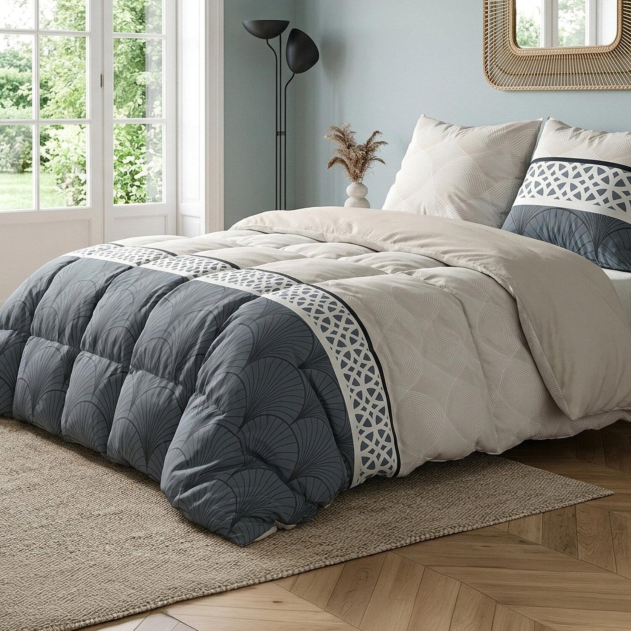 Voir la diapositive 3 : ATELIER DU COTON Parure housse de couette 100% coton 57fils arcadia
