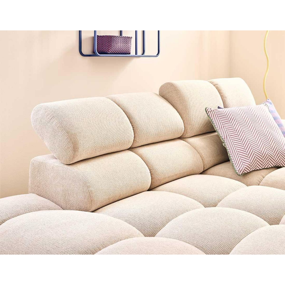 LISA DESIGN Matera - canapé d'angle gauche 3 places avec têtières réglables en tissu texturé