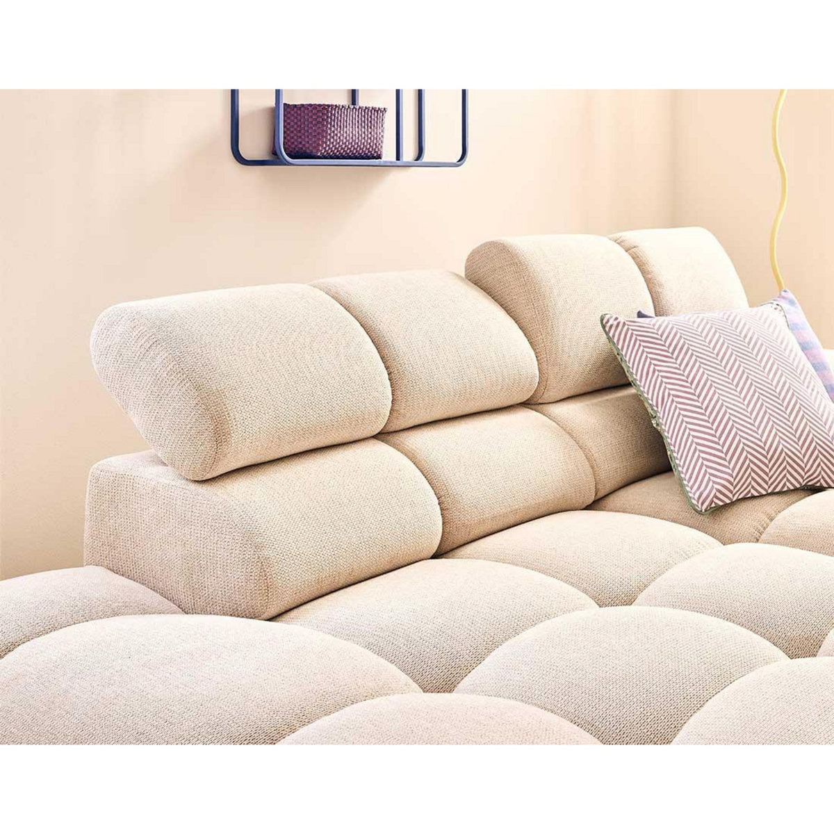 LISA DESIGN Matera - canapé d'angle gauche 3 places avec têtières réglables en tissu texturé