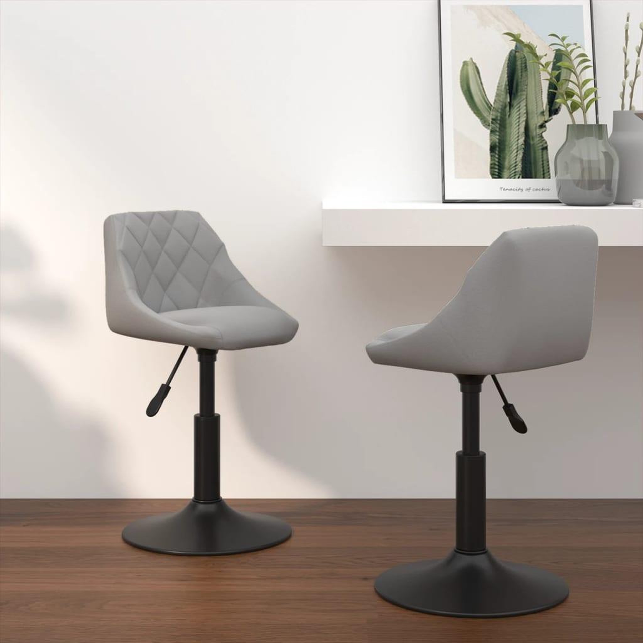 VIDAXL Chaises pivotantes a manger lot de 2 Gris clair Velours
