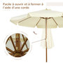 Voir la diapositive 5 : OUTSUNNY Parasol droit rond grande taille de jardin Ø 3,25 x 2,5H m bois de bambou polyester beige