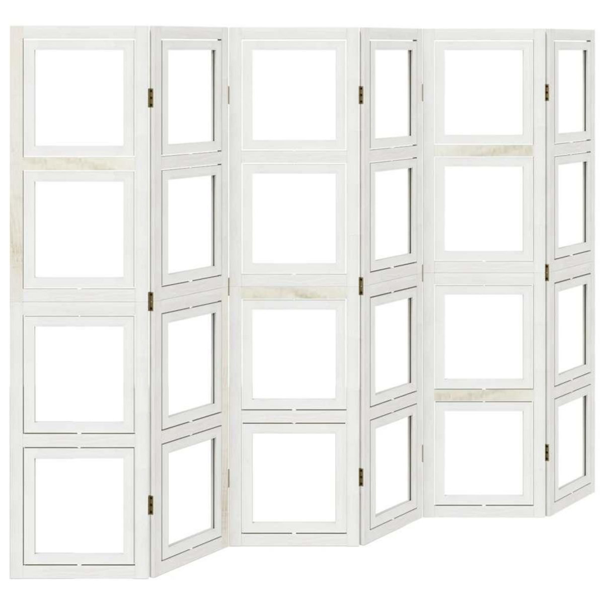 VIDAXL Cloison de separation 6 panneaux blanc bois de paulownia massif