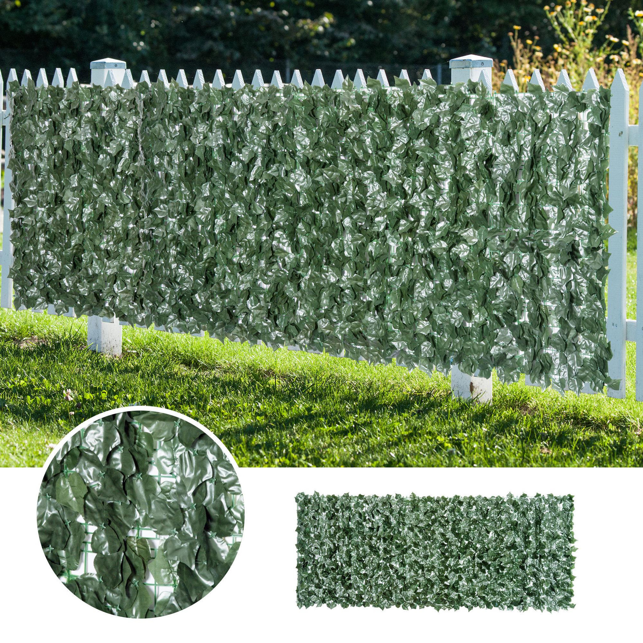 Voir la diapositive 4 : OUTSUNNY Haie artificielle brise-vue décoration rouleau 3L x 1,5H m feuillage réaliste anti-UV vert foncé