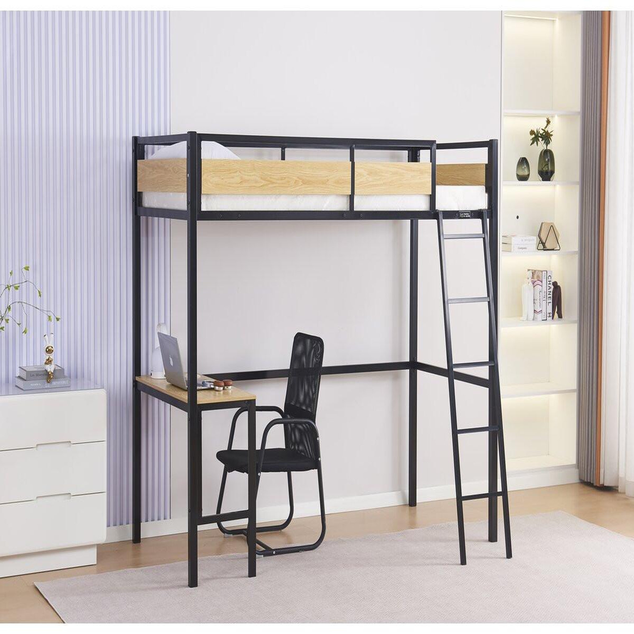 Voir la diapositive 2 : Habitat et Jardin Lit mezzanine avec bureau  ethan  - 90 x 190 cm - noir