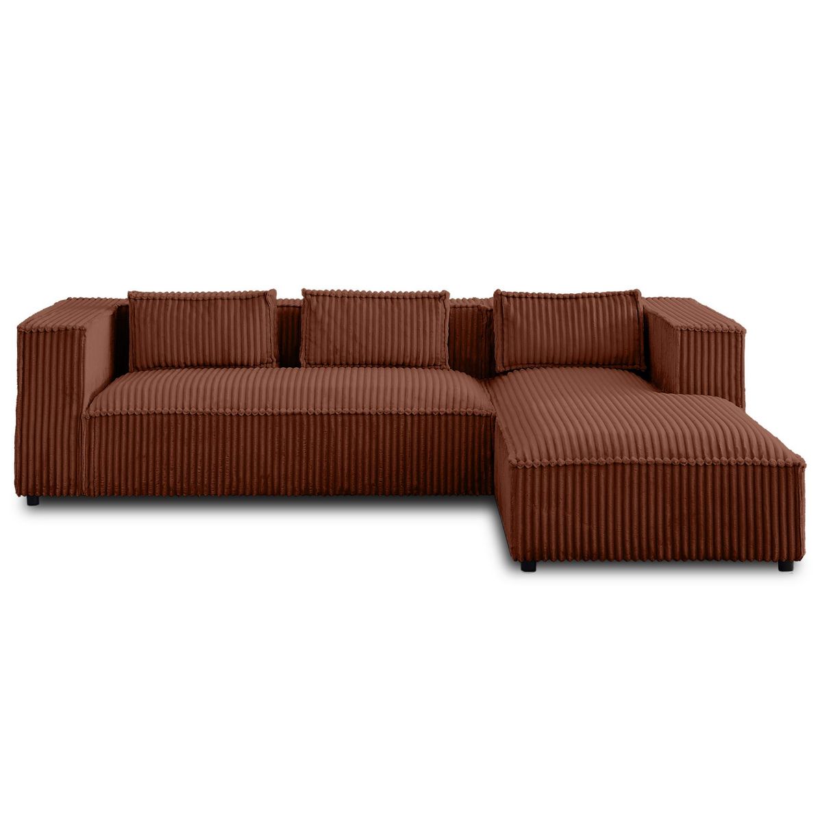 LISA DESIGN Stella - canapé d'angle droit - 4 places - en velours côtelé grosses côtes