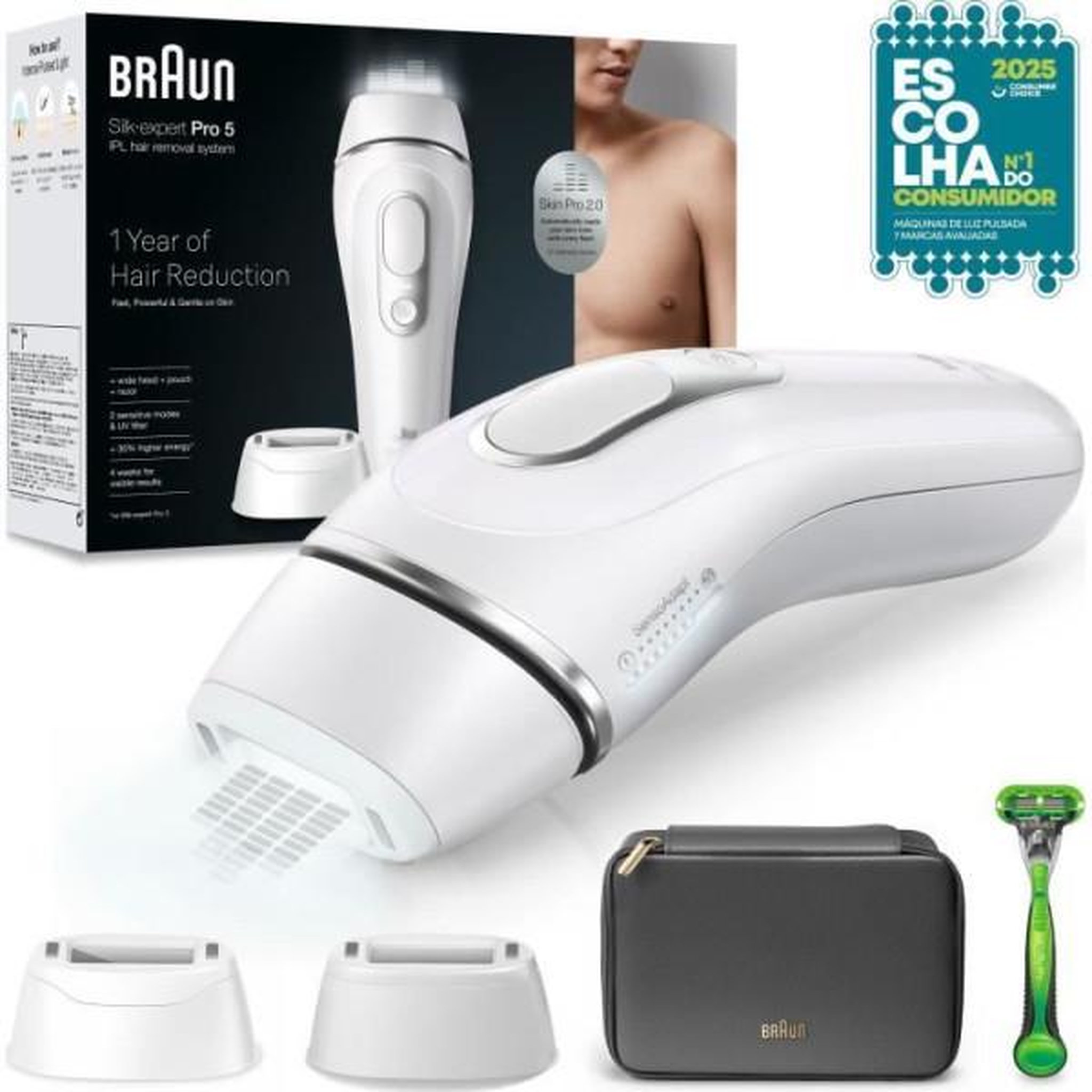 BRAUN Epilateur a lumiere pulsée - BRAUN - IPL PL5145 - Blanc, vert et noir