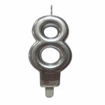 Paris Prix Bougie d'Anniversaire  Chiffre 8  7cm Argent