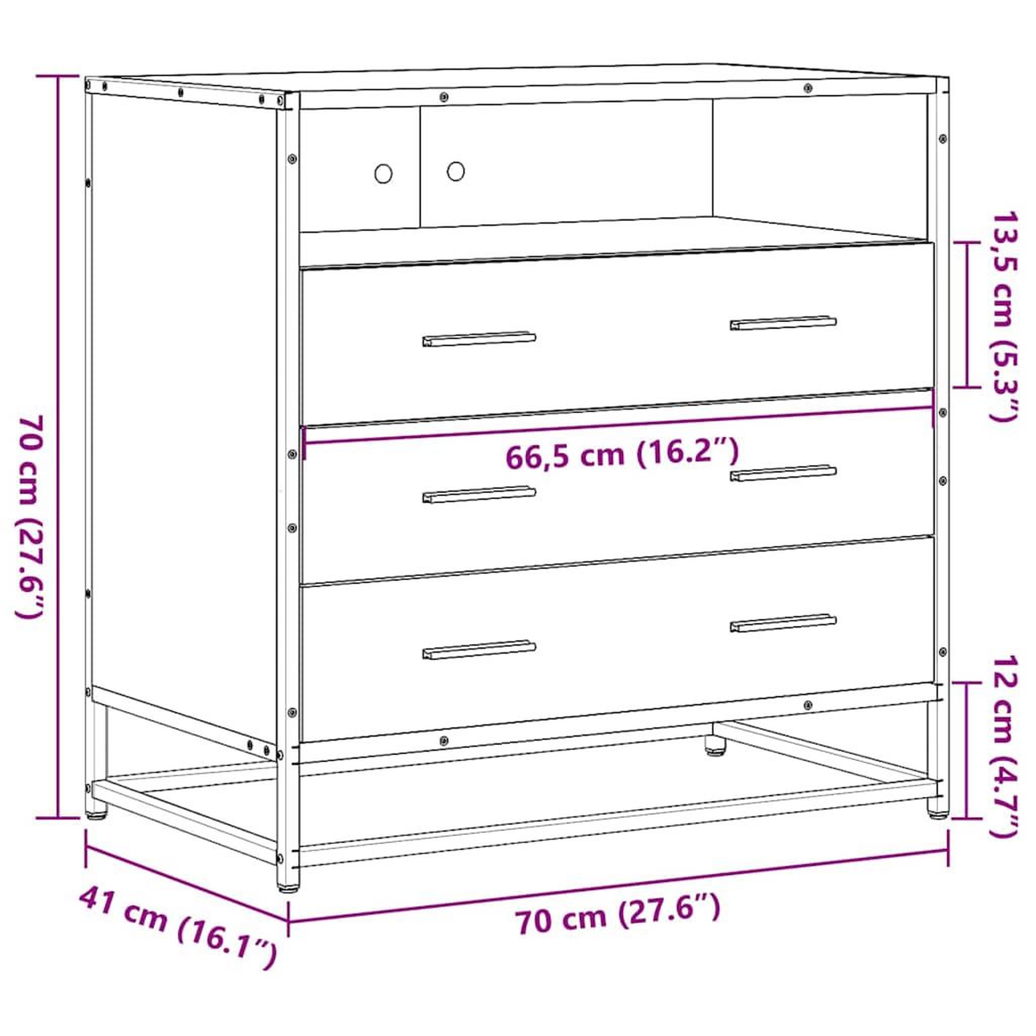 Voir la diapositive 6 : VIDAXL Commode chene sonoma 70x41x70 cm bois d'ingenierie