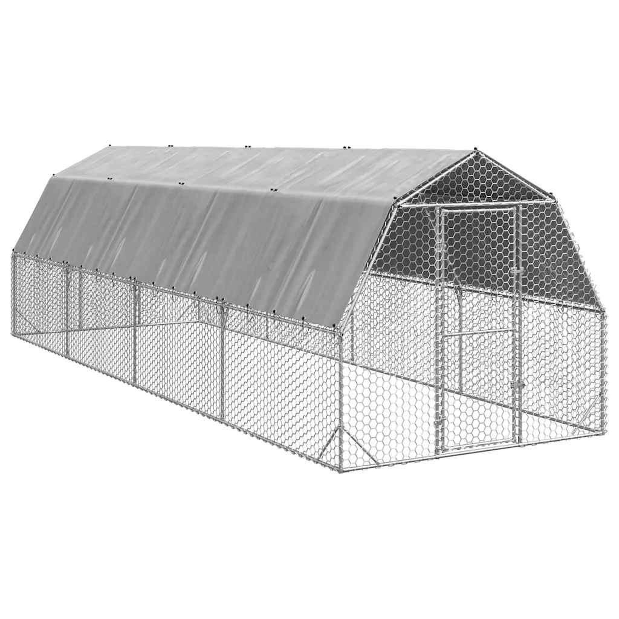 VIDAXL Poulailler avec toit 2,5x8x2,25 m acier galvanise
