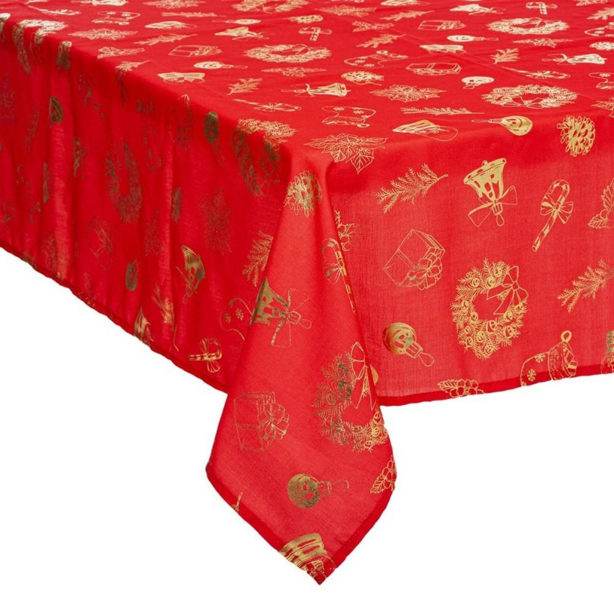 ATMOSPHERA Nappe rectangulaire 140x240 cm rouge imprimé or