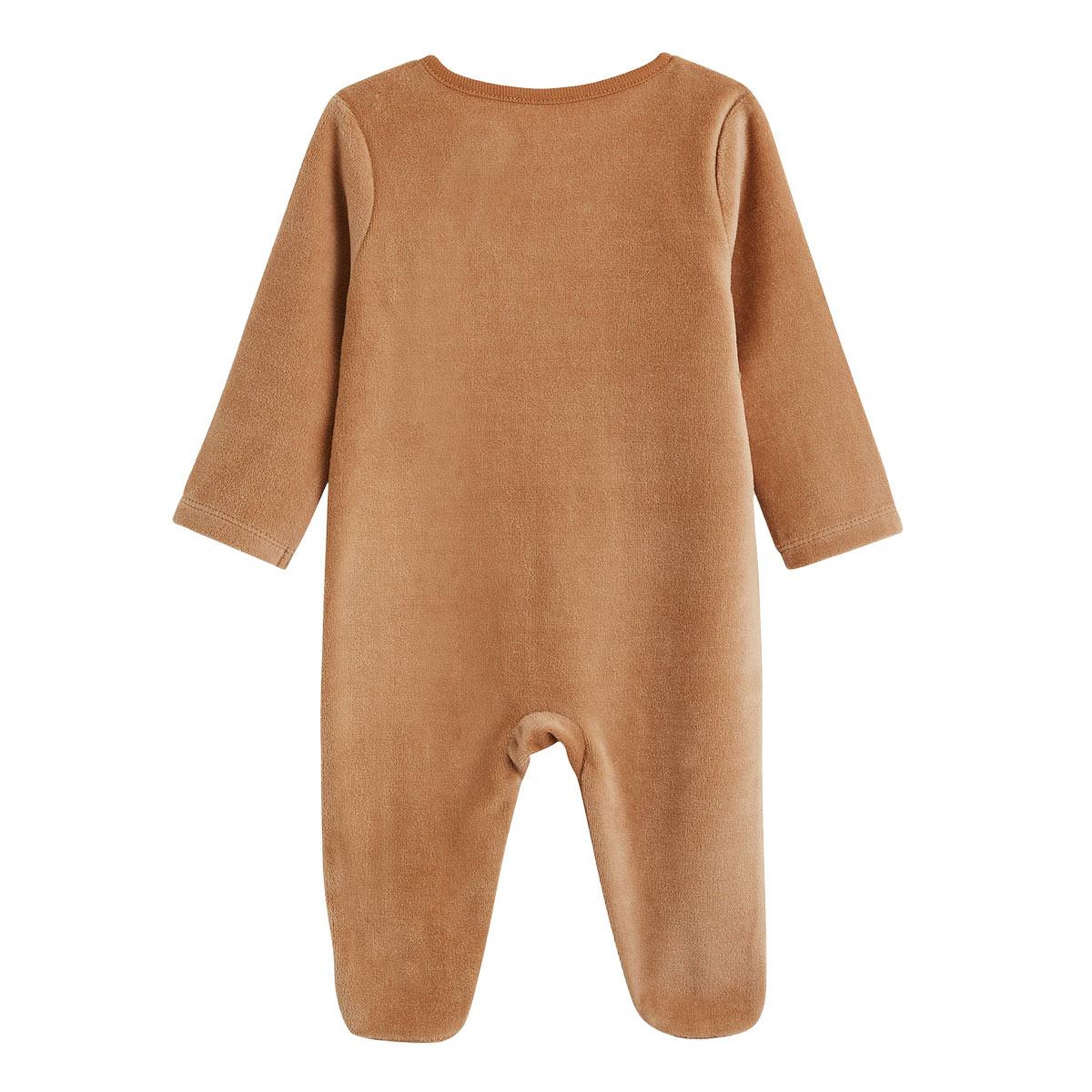 Voir la diapositive 3 : PETIT BEGUIN Lot de 2 pyjamas bébé en velours ouverture zippée caramel